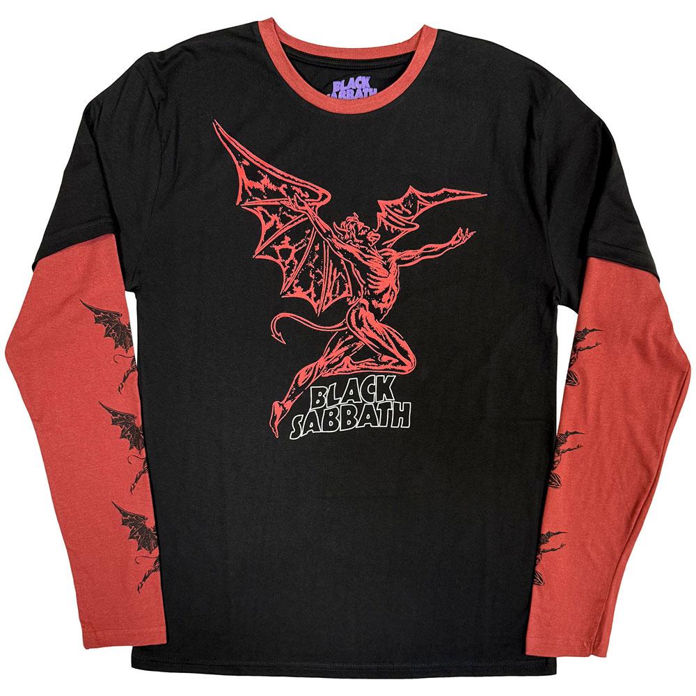 Black Sabbath Unisex Adult Henry Wavy Logo Layered Long-Sleeved T-Shirt