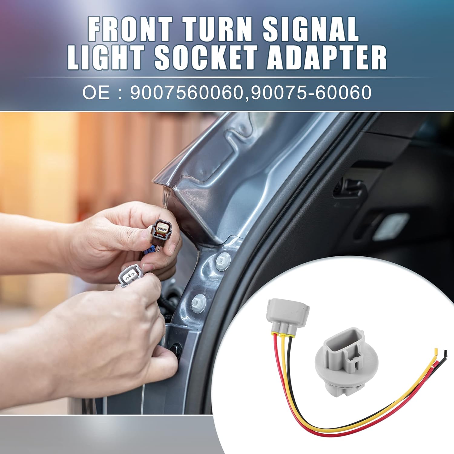 Front Turn Signal Light Wiring Harness Socket Adapter 9007560060 for Toyota Tundra 2007-2021