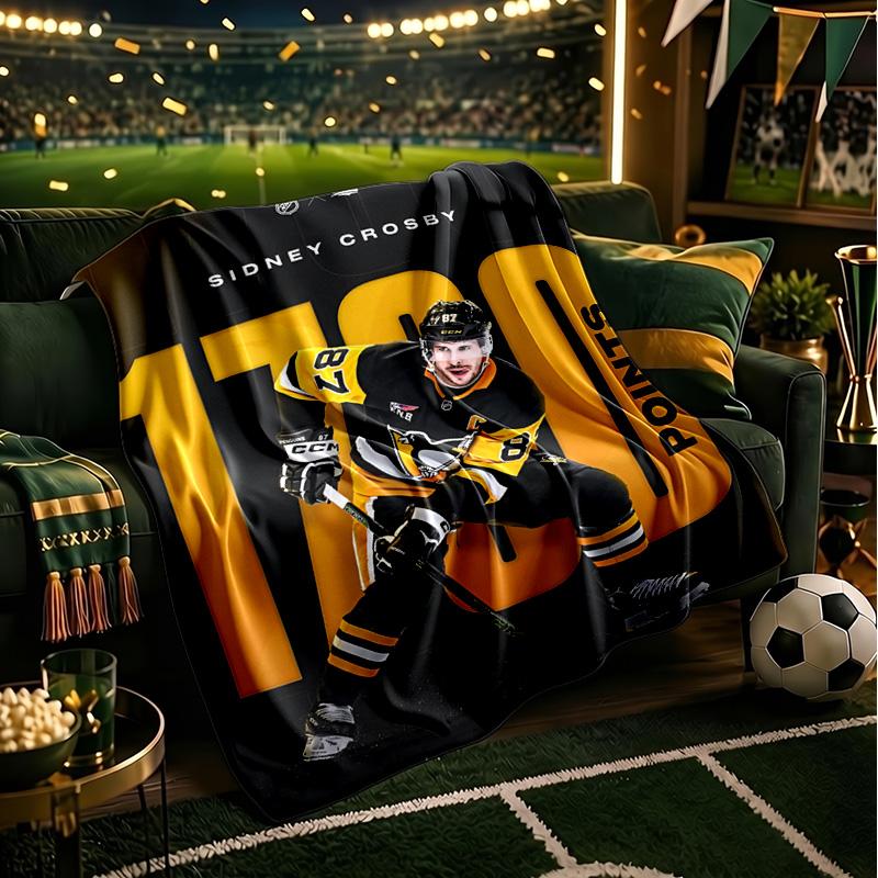 Pittsburgh Hockey Player Crosby Throws Blanket Flannel Blankets Plush for Couch Bed Gifts for Men Women Travel picnic blanket Christmas fan gifts