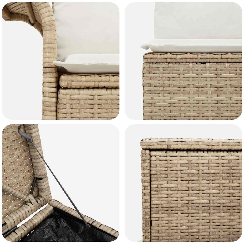 Sofa Set 5 Pieces Beige and Cream White Poly Rattan and Steel