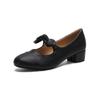 6221-6 French With Skirt, Small Fragrant Style Single Shoes, Women'S Bow, Ballet Thick Heel, Mary Jane Shoes