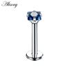 Alisouy 1PC Acciaio Inox Anello Labret Stella di Cristallo Lip Piercing Filettatura Interna Gemma Anello sul Labbro Dell'orecchio Trago Chiodo Orecchini Della Vite Prigioniera monili per il corpo e Piercing