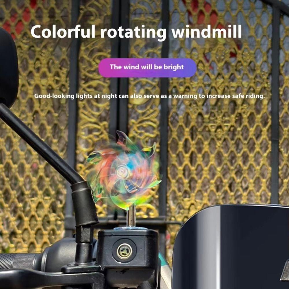 2Pcs Wind Powered Motorcycle Handlebar Windmill Colorful Bicycle Helmet Decorations  Small Scooter