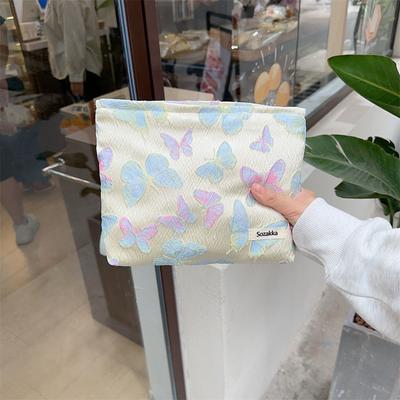 Kawaii Flower Canvas Travel Cosmetic Lipstick Brush Storage Bag Toiletry Kit Women Cute Makeup Handbags Organizer Pouch Bag