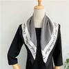 26.77" Black White Houndstooth Letter Square Scarf Thin Satin Shawl Elegant Style Sunscreen Headscarf For Women