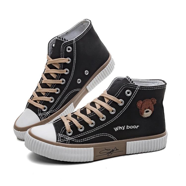 

Карманный медведь высокие парусиновые кеды для женщин универсальные и милые кеды новая белая женская обувь 2025 40