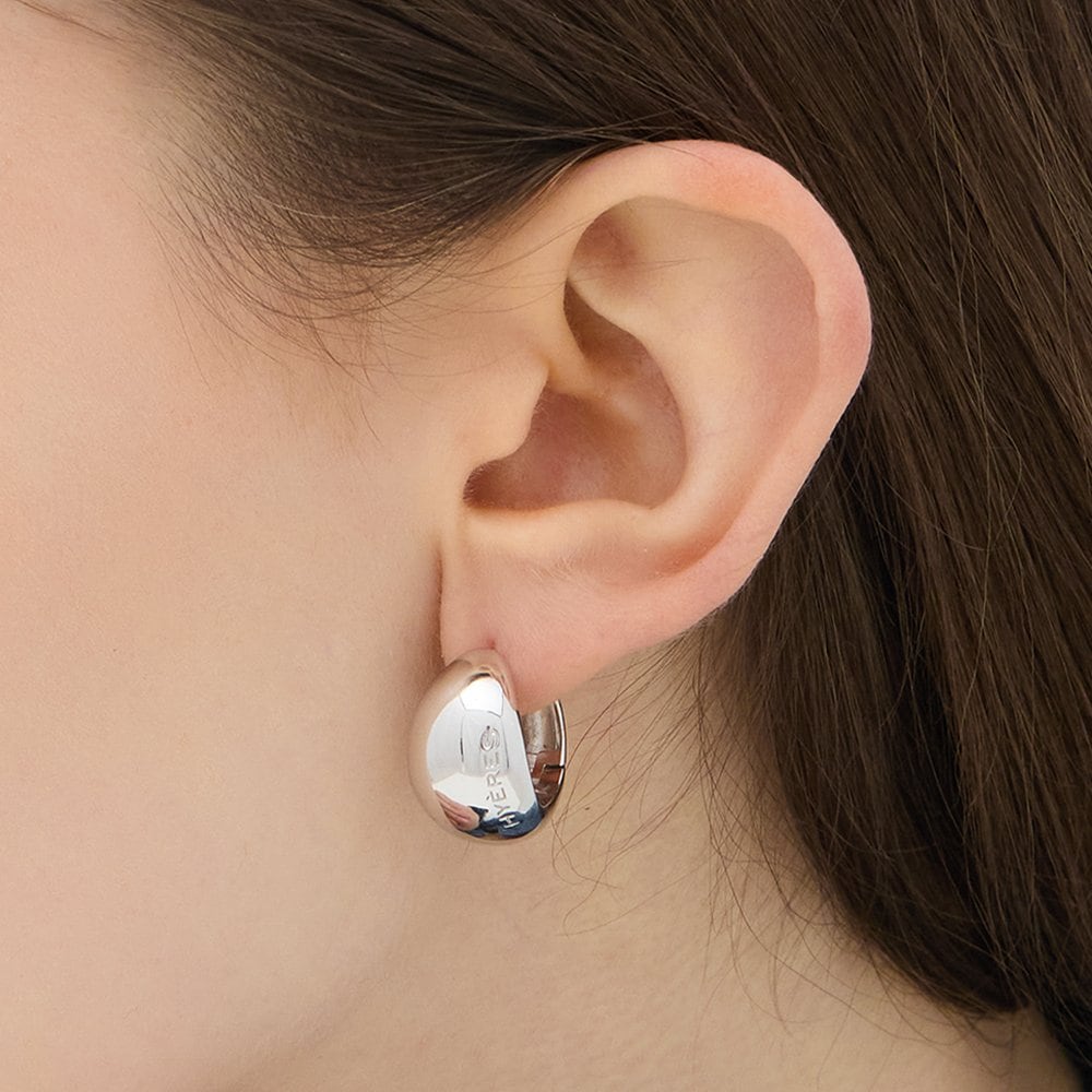 Pebble Silver (W) Chunky One-Touch Earrings Hl6E56613W9Xxx