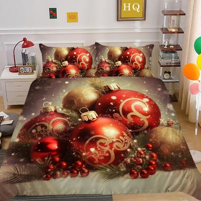 Christmas Printing 3D Printing Polyester Pillowcase Quilt Cover Two or Three-piece Set Is Available