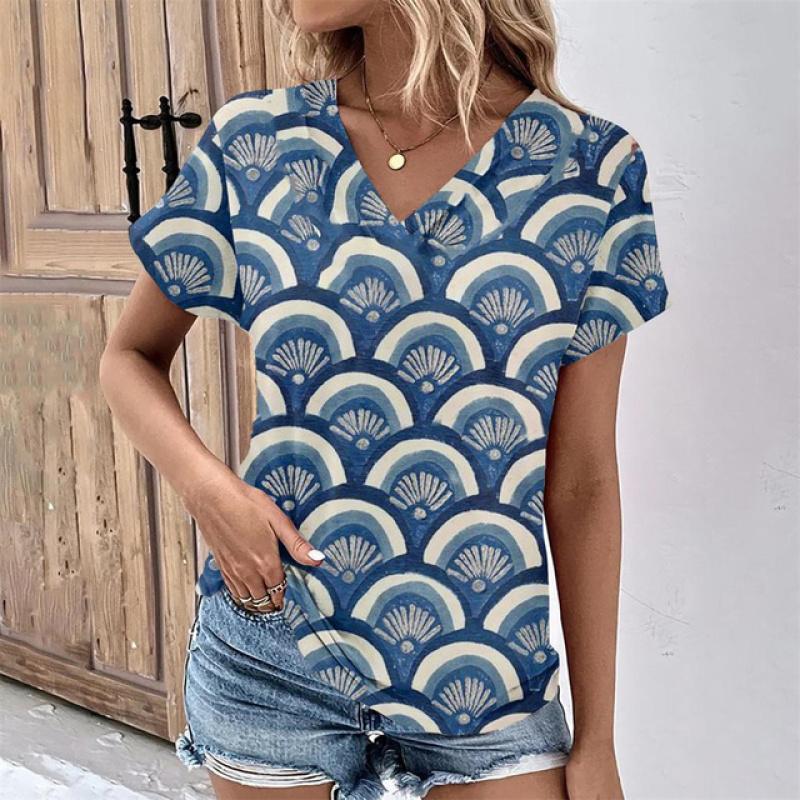 Fashion Beautiful Printed Women's T Shirt Summer Hot Floral O Neck Short Sleeve Tops Street Trend Womens Loose Women's Shirt 5Xl