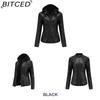 BITCED Hooded Leather Jacket Two-Piece Set with Detachable Lining Plus Size Leather Jacket for Women Spring/Autumn Outerwear