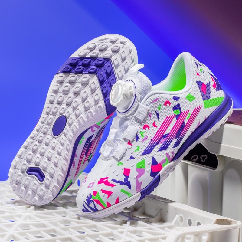 Kids Soccer Cleats Girls Low-Cut Training Shoes With Rotating Studs Outdoor Indoor Football Boots