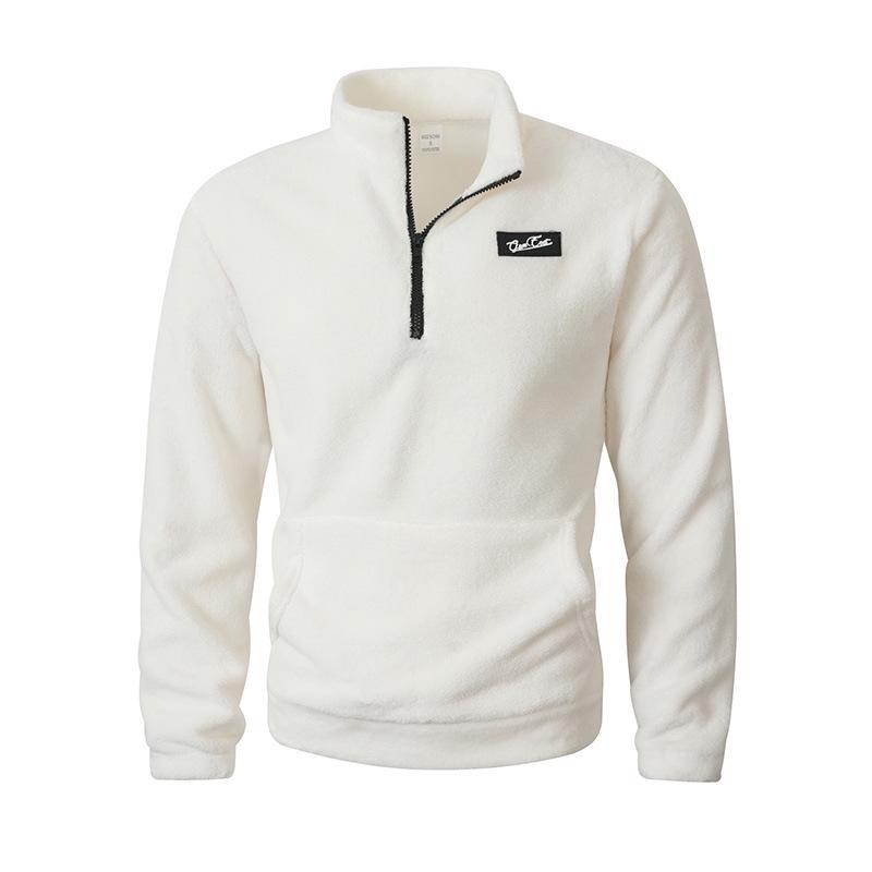 

Men s Hot Selling Stand Collar Loose Long Sleeve Half Zip Hoodie - Autumn/Winter Casual Wear S білий