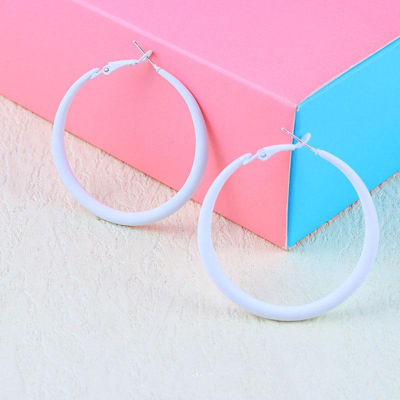 Trend Smooth Hoop Earrings for Women Pink Blue Black Red Korean Sweet Purple Loop Earings 925 Silver Needle