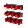 Wall Mounted Storage Bins, 12 Plastic Bins & 3 Metal Rails, Plastic Hanging Stackable Storage Bin for Screws, Nuts, Bolts, Nails, Hardware Tool