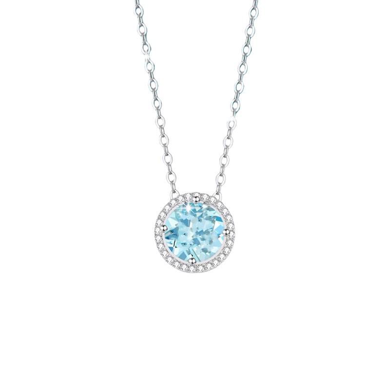 S925 Sterling Silver Natural Topaz December Birthstone Necklace, Simple Versatile Clavicle Chain