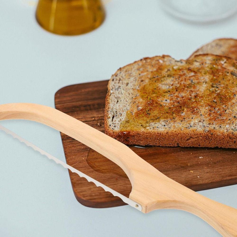 Serrated Knives Bread Bow Knives Wooden Handle Serrated Bread Cutter Fiddle Bow Slicer  Bagels