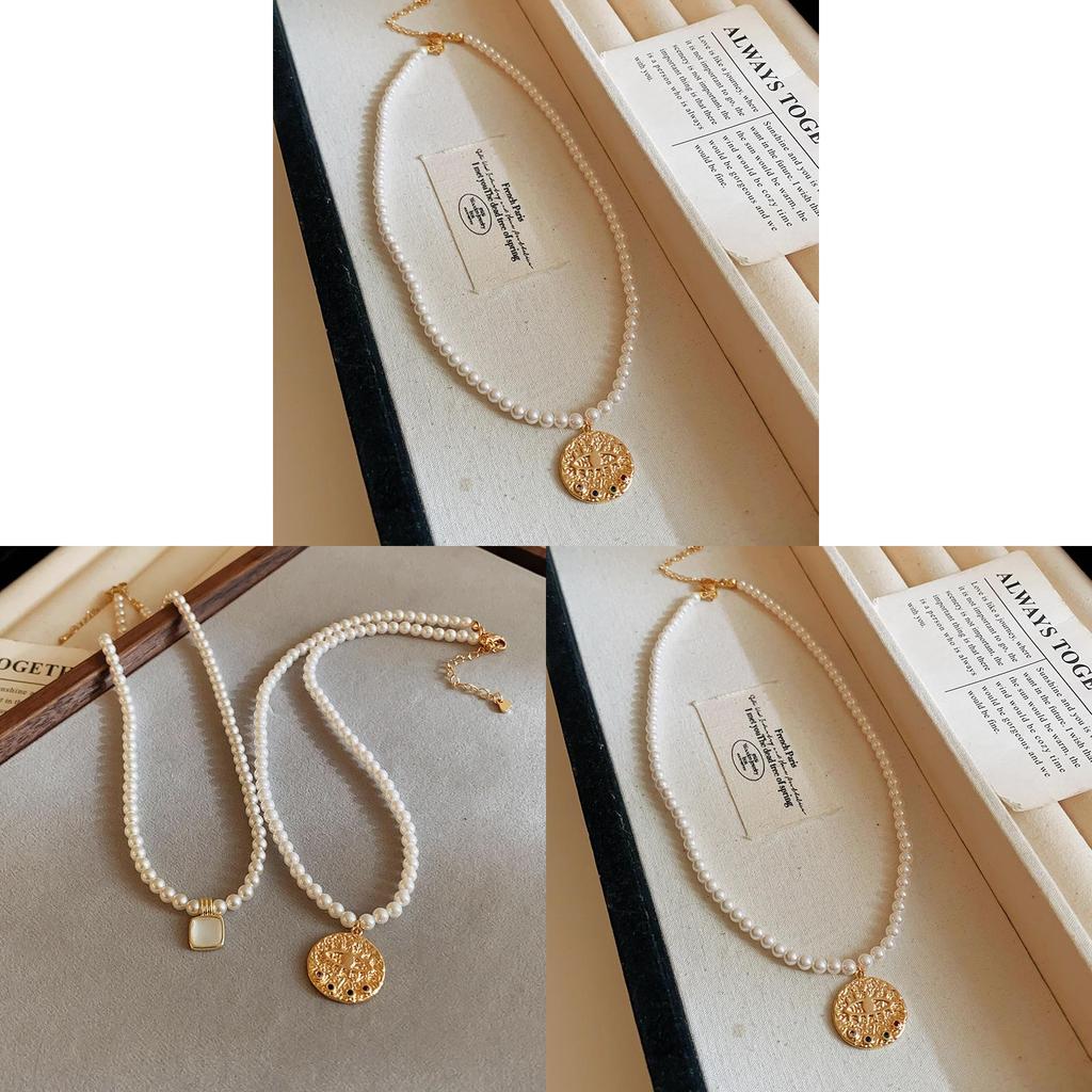 Classic Gold Plated Geometric Pearl Necklace For Elegant Women Summer Fashion Jewelry