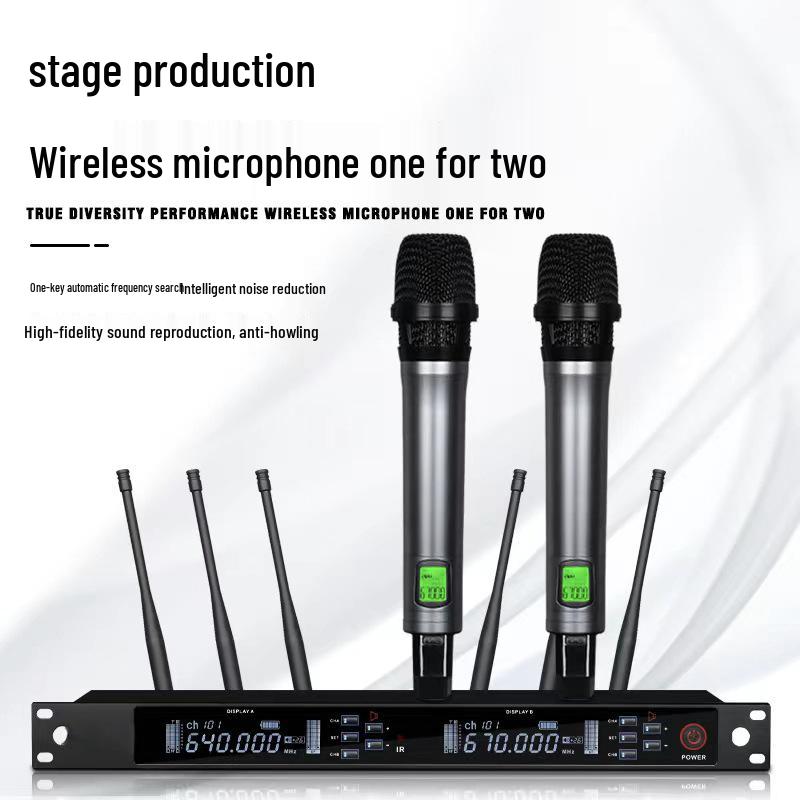 Wireless Professional Microphone Set with Anti-Howling for Karaoke, Meetings, and Performances