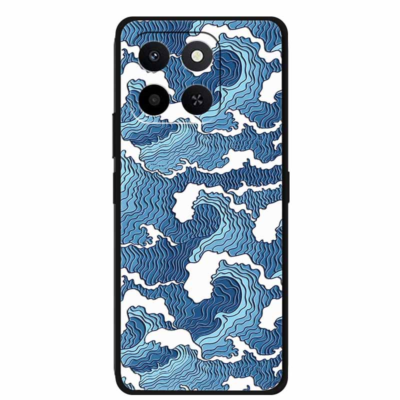 3D Case For Honor X7d 5G Case X 7 d Coque 6.77" Emboss Flowers Black Silicone Soft Back Cover For Honor X7d 4G Cases Shell Funda