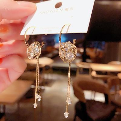 Prevent Allergy Flower Tassel Chain Long Earrings Exquisite Sweet Korean Spring Jewelry