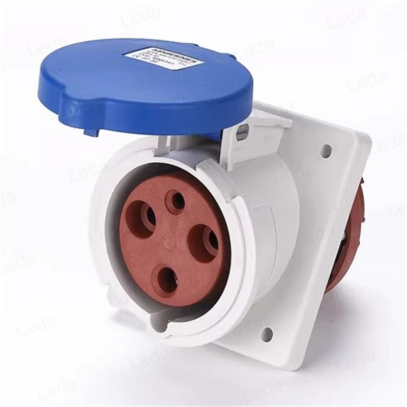 1pcs Industry Plug And Socket Connectors Surface And Concealed Installation 3 4 5 Hole Core 16 A 32A Waterproof Two Three-Phase