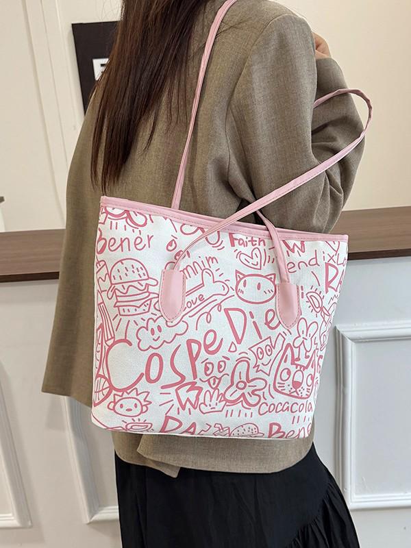 Damen 2025 Graffiti Canvas Tote - Schulterhandtasche mit großem Fassungsvermögen