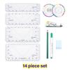Silicone World 14/8 szt. Linijka-przewodnik do koszulek PVC Narzędzia do wyrównywania koszul Linijka dla dorosłych, młodzieży, niemowląt, małych dzieci Akcesoria do szycia