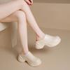 Baotou Semi-slippers Women Wear New Soft Leather Platform Round Head Small Water Platform Heightened Lazy Slip-on Slippers