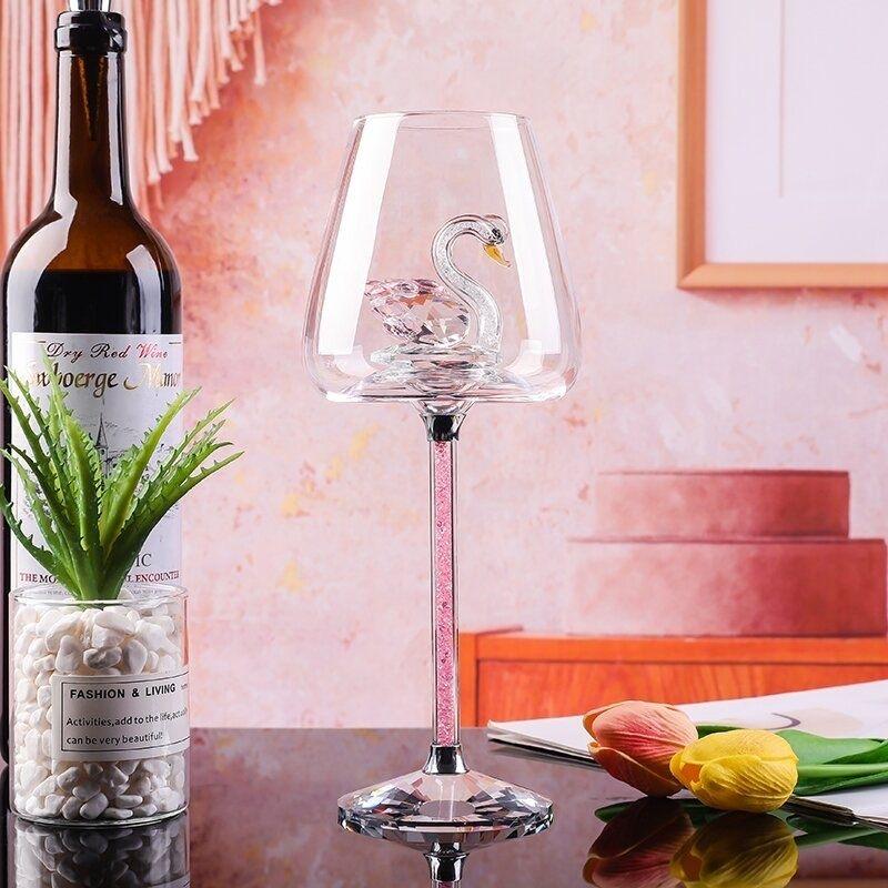 Bicchiere da Vino Cigno di Lusso Europeo, Elegante Calice Alto per Champagne e Vino Rosso per Bar e Feste
