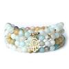 Hamsa Hand 108 Multicolored Colorful Cut Prayer Good Luck Charm Power Stone Prayer Bead [Koai] Beads, Amazonite, Bracelet, Bracelet, Four-Strand