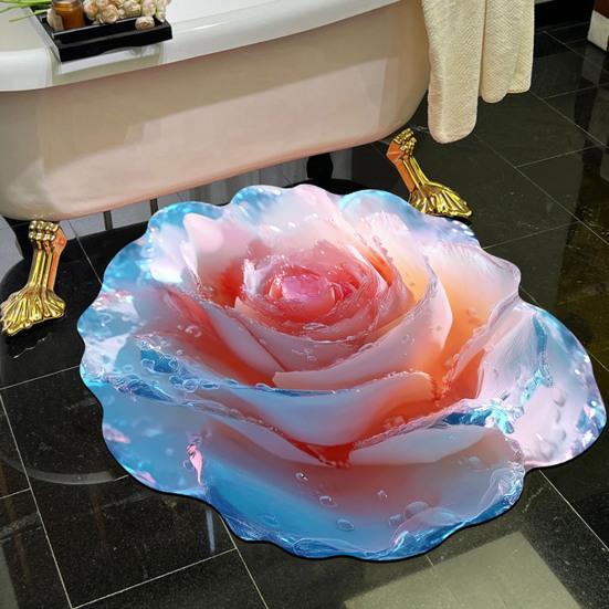 3D Květinová podlahová rohožka Protiskluzová Absorpční koupelnová předložka Realistický květinový vzor Rohožka do kuchyně Ložnice Obývacího pokoje Vchodu