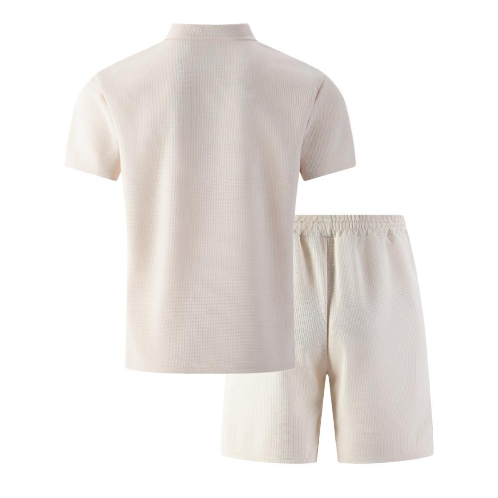 New Men’s Casual Double-pocket Short-sleeved Polo Shirt and Shorts Summer Fashion Set