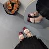 Fashion IPPEUM Women Flat Shoes Red PU Leather Square Toe Ballet Flats Lolita Shoes Mary Janes
