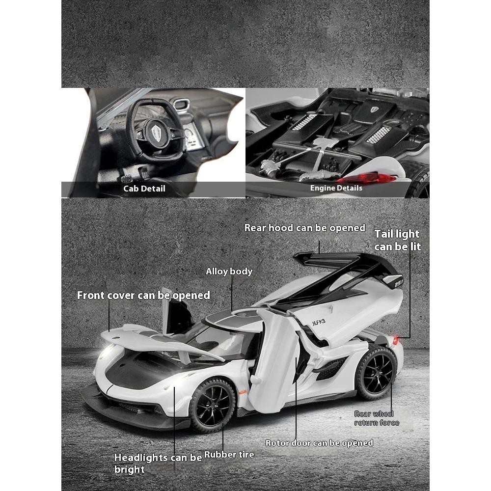 1/32 Alloy Die-cast Koenigsegg JESKO Sports Car Model Sound and Light Return Belt Base Ornament Children's Toys Birthday Gift