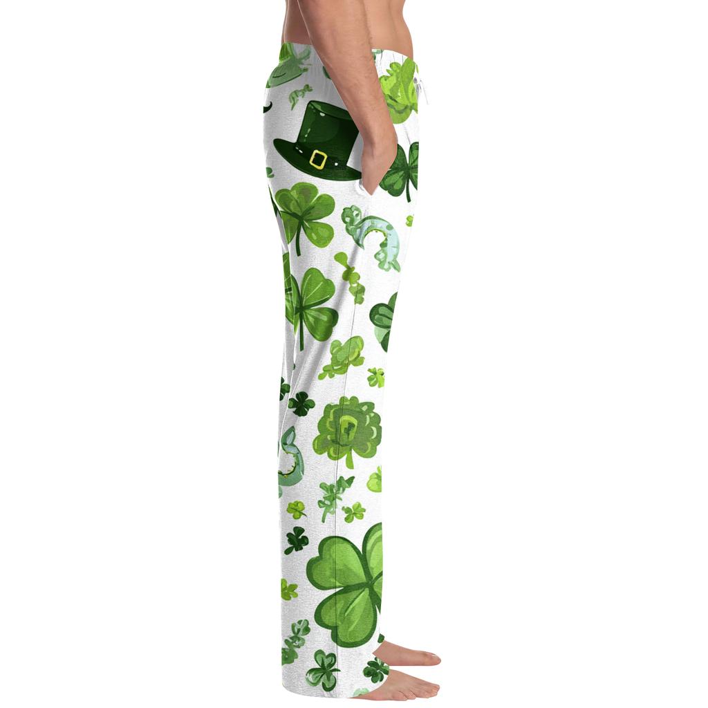 Men's Printed Drawstring Long Pants Casual Pajamas