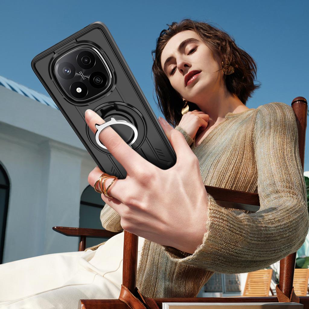 For Xiaomi Redmi Note 14 Pro 5G Case Compatible with MagSafe Rotating Ring Kickstand PC+TPU Shockproof Phone Cover