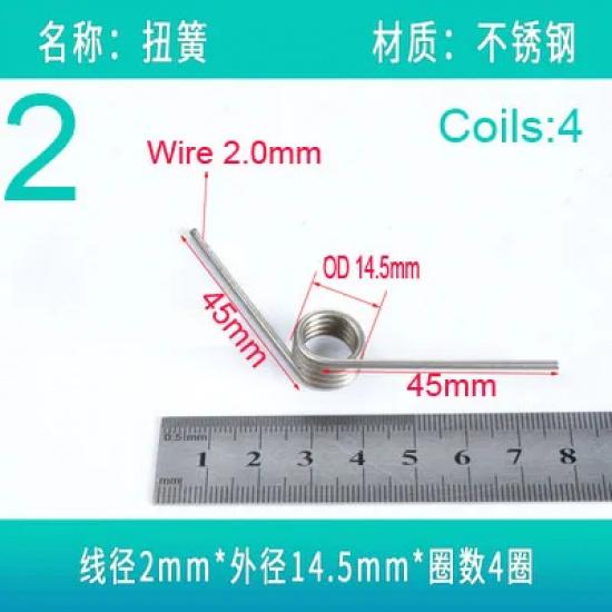 Spring Steel Torsion Springs 1.5/2.0/2.5/3.5mm Wire Tensioning Torsion Spring