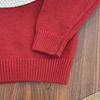 Girl's Red Rabbit Bow Ruffle Knit Sweater - Round Neck, Autumn/Winter Collection