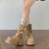 Vintage Platform Thick Heels Women Ankle Boots Punk Style Belt Buckle Knight Short Botas Autumn Winter Women's Shoes