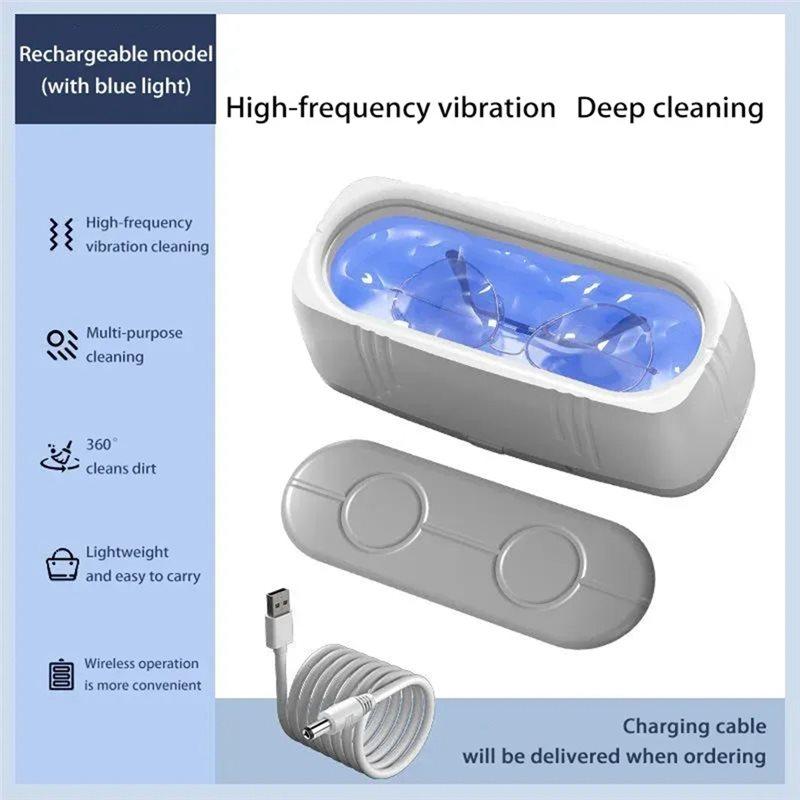 A78E-USB Powered 360° Cleaning Glasses Blue Light Irradiation Multifunctional Jewel Cleaner Fully Automatic Dirt Removal Jewelry