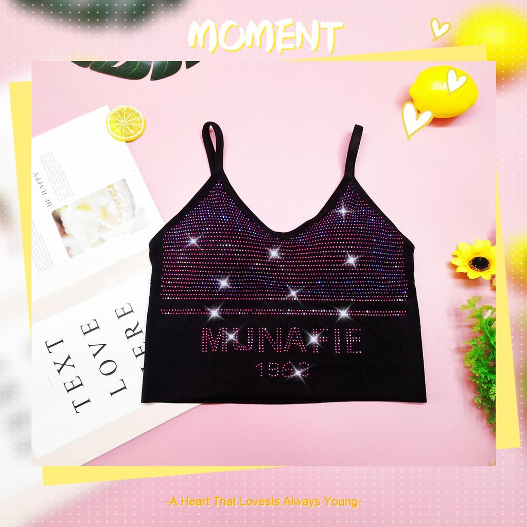 European & American Rhinestone Camisole: Seamless Spring/Autumn U-Back Vest.