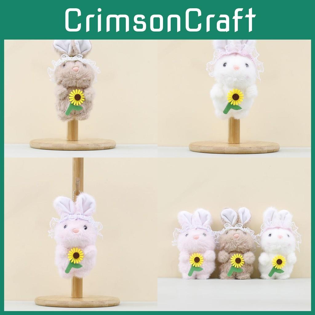 Flower Bunny Holding Plush Doll Keychain Cartoon Plush Toy Decoration Bag
