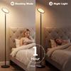 Uplighter Floor Lamp with Tuya App and Music Sync, Standing Lamp with Adjustable Head for Living Room Bedroom, Black