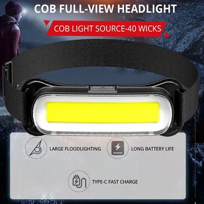 Super Bright COB Fishing Headlamp Portable Work Light Outdoor Searchlight with COB Extra Large Floodlight and Lightweight Design