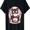 Otaku Kawaii Anime Panda Eat Ramen Noodles Cherry Blossom T-Shirt(3)