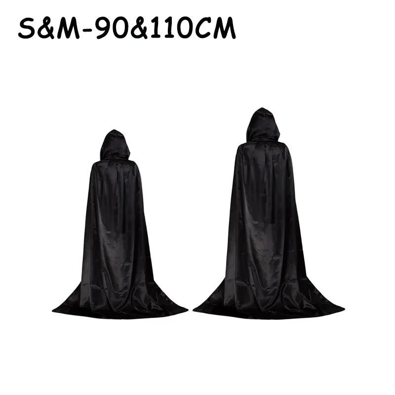 Halloween Party Cloak Cosplay Dress Up Costume Kids Death Cosplay Costumes Black Hooded Cloak Scary Witch Devil Role Play