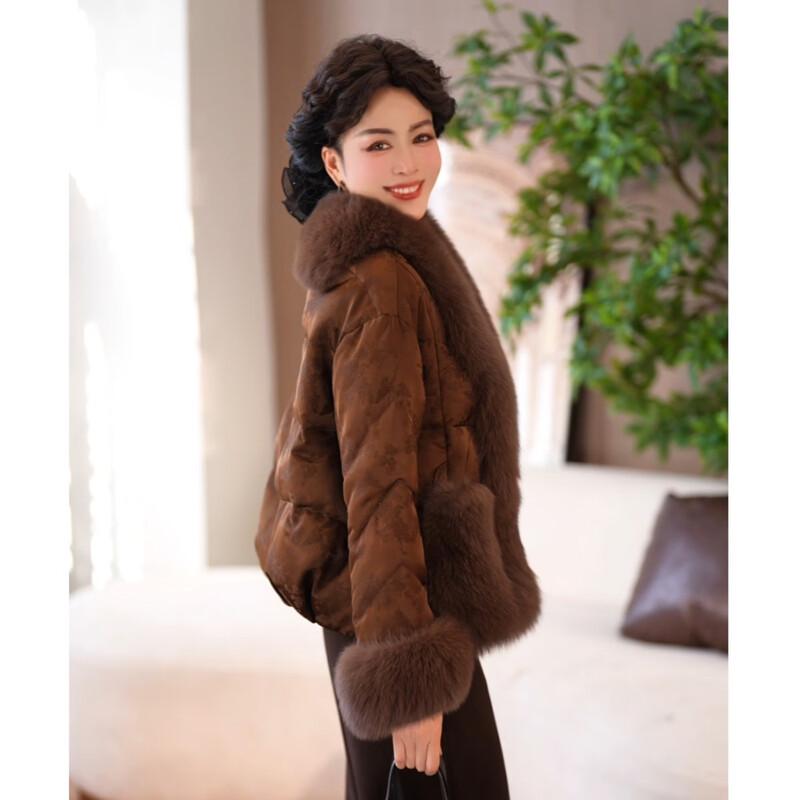 JIANHU 2025 Winter Women's 90% White Goose Down Jacket with Fox Fur Collar