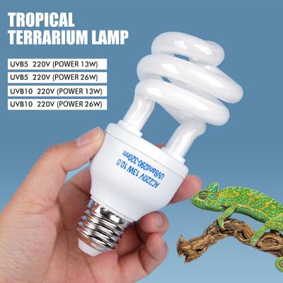 13W 26W Reptile UVB Heating Lamp Bulb 5.0 10.0 Calcium Supplement Lamps Bulbs Reptiles Box Lighting for Snake Lizard Turtle 220V
