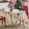 Christmas Lace Tablecloth Embroidered Santa Claus Xmas Bell Table Cloth Festive Dining Table Cover for Holiday Home Dinner Party Decor