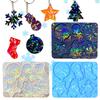 Holographic Christmas Silicone Mold for DIY Ornaments Snowman Resin Mold Christmas Tree Snowflake Pendant Epoxy Molds